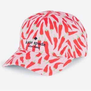 New Kate Spade Hot Peppers Baseball Hat with Stretch Back for Ponytail
